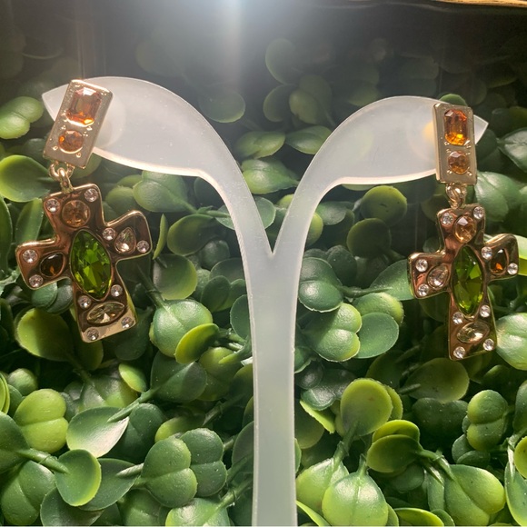 Park Lane “LUMEN” Gold Earrings with Green and Orange Accents - Picture 7 of 9